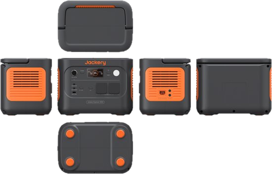 Alle aanzichten van de Jackery Explorer 1000 V2: boven, achter, zijkanten en onderkant