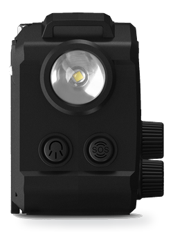 Philips TAR1609 zijkant met de LED-zaklamp en de SOS-knop